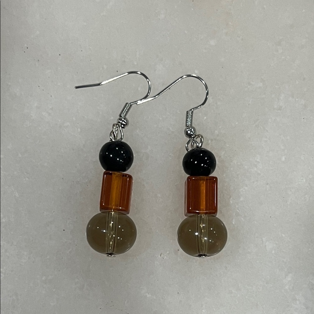 Artisan Black and Brown Beaded Earrings